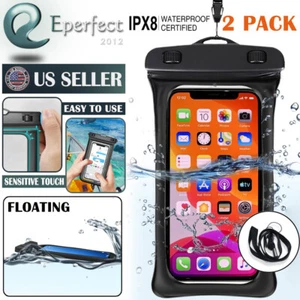 2 Pcs Waterproof Floating Cell Phone Pouch Dry Bag Case Cover For iPhone Samsung - Picture 1 of 11