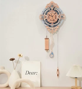 Rokr Romantic Wall Clock DIY Wooden for Kids Adults Gifts 3D Puzzle Time Art - Picture 1 of 11