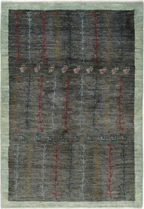 Amaleh Teppich Orient Perser Rug Zollanvari Gabbeh Loribaft Grün Schurwolle Neu - Picture 1 of 1