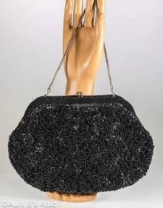 Vintage 60's La Regale LTD Black Beaded Special Occasion Clutch/Purse 9.5" x 6" - Picture 1 of 7