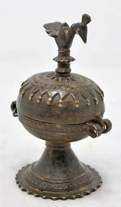 Antike Messing Kum Kum Pulver Tika Dose Original Alt Handarbeit Gravur - Bild 1 von 8