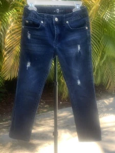 7 For All Mankind blue denim SLIMMY Skinny Jeans~girl's size 6~distressed~ - Picture 1 of 16