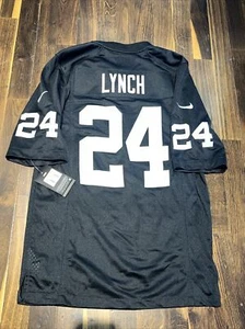 New Marshawn Lynch Mens Nike Size Small Screen Print Raiders Black Game Jersey - Picture 1 of 9
