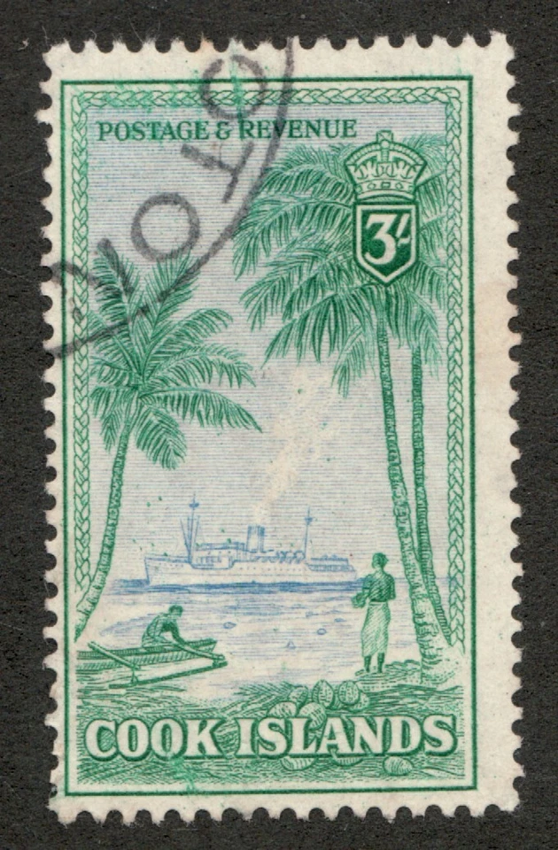 1949 Cook Islands Sc# 140 - 3 Shilling, Pictorial Ships Definitive - Used Cv$28 - Image 1 of 1