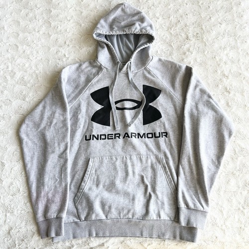 VALENTINO Under Armour Felpa con Cappuccio Uomo Grigio Medio ColdG Rival Fleece Grande Logo