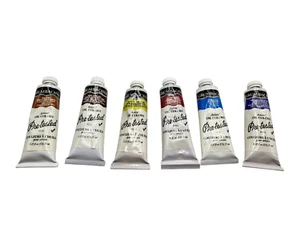 Lotto di 6 dipinti ad olio Grumbacher bruciati Siena ceruleo blu giallo cremisi 1,25 oz - Foto 1 di 4