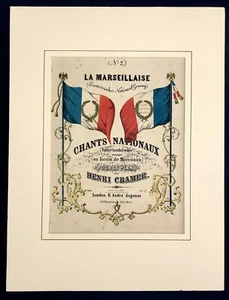 LA MARSEILLAISE Original cover music sheet in mount Augener London 1859 - Picture 1 of 3