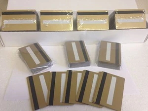 1000 Gold CR80 PVC Cards HiCo MagStripe 2 Track w/ Signature Panel - ID Printers - Picture 1 of 8