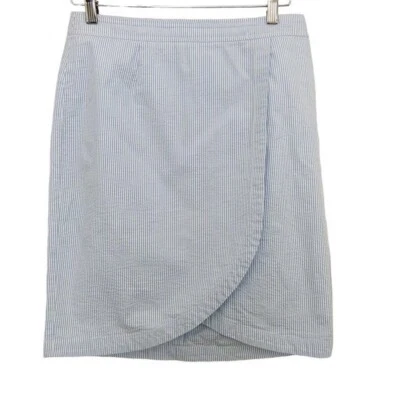 Falda envolvente Brooks Brothers azul y blanco a rayas Seersucker para mujer talla 6 Foto 1 de 4