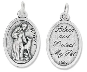 Medalla de Plata San Francisco Bendice y Protege a mi Mascota Italia + ¡Tarjeta de Santa Oración GRATIS! - Imagen 1 de 4