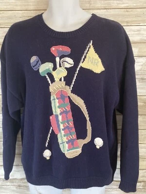 Men's size XL Extra Large Northern Reflections Blue Golf Bag & Clubs Sweater 139 - Image 1 of 3