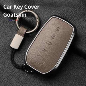 Metal Goatskin Car Key Case Cover For Toyota Sequoia Cross Fortuner Prius Venza - Picture 1 of 24