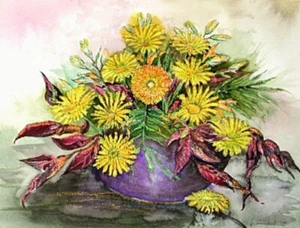 Blumenserie REGENBOGEN-ART Aceo Druck Print 9 x 6,4 cm Gerbera in Vase - Bild 1 von 1