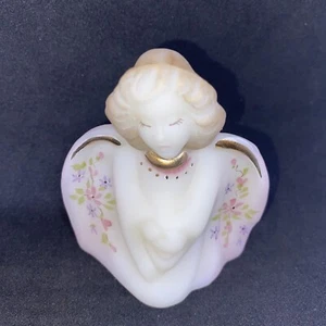 Fenton Burmese Guardian Angel Hand Painted Gold Relief Flowers - SIGNED - Picture 1 of 5