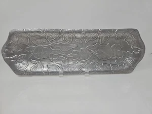 Metal Decorative Rectangular Metal Tray 17.75" Raised Leaf Pattern - Picture 1 of 6
