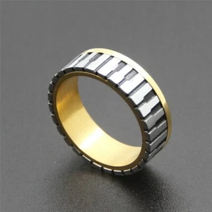 7mm Wide Men Women's Gold Color Music Piano Keyboard Wedding Ring for Lovers - Picture 1 of 12