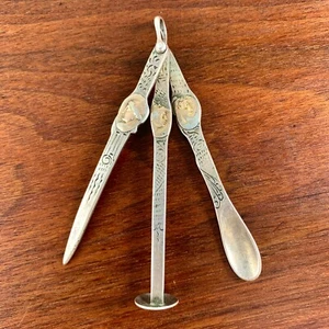 SELTENE SHIEBLER STERLINGSILBER & 14K GOLD PFEIFENSTAMPFER ETRUSKER KEIN MONOGRAMM - Bild 1 von 4