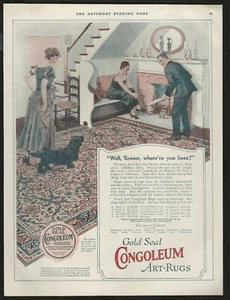 1923 CONGOLEUM RUGS advertisement, modern flooring, 1920s living room - Foto 1 di 3