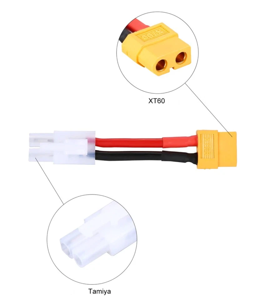 ✅ Adapter Tamiya Stecker auf XT60 Stecker Adapter Lipo Akku RC Female 5cm 2Pin ✅ - Bild 1 von 4