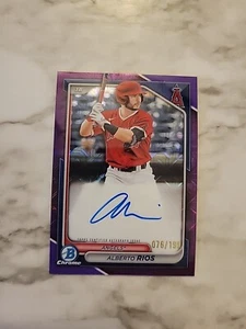 2024 Bowman Chrome Alberto Rios #BMA-AR Purple Mojo Auto /199 Angels - Picture 1 of 2