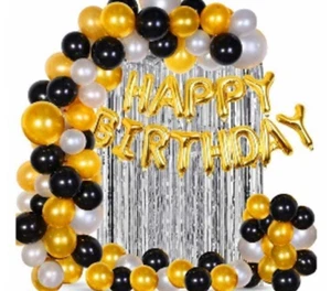94 PCS Black/Gold Balloon Arch Kit Set Birthday Wedding Party Garland NX013 - Picture 1 of 4