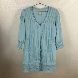 Soft Surroundings Gauzy Tunic Womens S Crochet Floral Coastal Festival Fairy - Picture 1 of 7