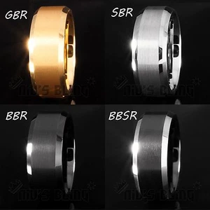 8MM Brushed Tungsten Carbide Ring Gold Silver Black Wedding Band Mens NB Jewelry - Picture 1 of 18