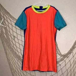CREWCUTS Girl's Rash Guard Wear Your Shade UPF 50+ Top Neon Bright Colorblock 16 - Picture 1 of 10