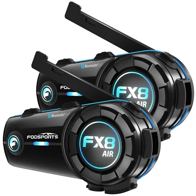 2X FX8 AIR Motorcycle Intercom Bluetooth Helmet Headset 1000m 4-Way Talk Speaker - image 1 of 4
