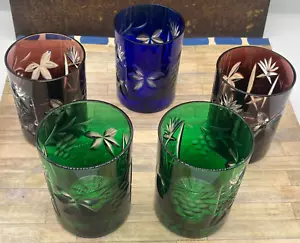 Whiskyglas Whiskybecher Handgeschliffen Kristallglas Traube 5x Stück Bunt - Bild 1 von 14