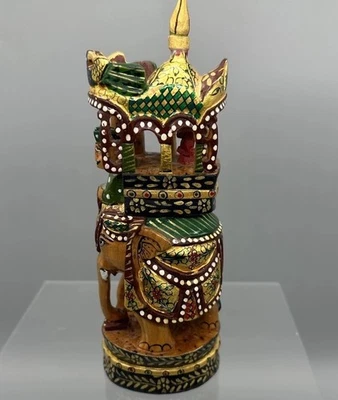 "Sandalia tallada a mano de elefante Ambabari madera escultura estatua decoración boho india 6""" Foto 1 de 4