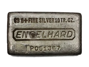 Vintage Engelhard 7th Series P Serial Waffle Back Cast 10 oz 999 Fine Silver Bar - Bild 1 von 3