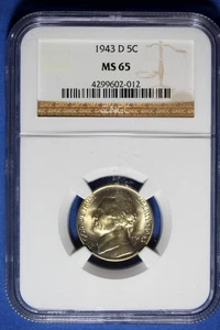 1943 D NGC MS65 Jefferson War Nickel #B50843 - Picture 1 of 2