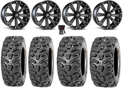 MSA Black Kore 14" ATV Wheels 28" Bear Claw HTR Tires Arctic Cat TBX TRV MudPro - Image 1 of 4