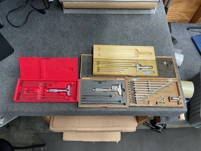 Lot of 4 Depth Micrometer Mitutoyo scherr tumico .001" W/ Rods - Image 1 of 4