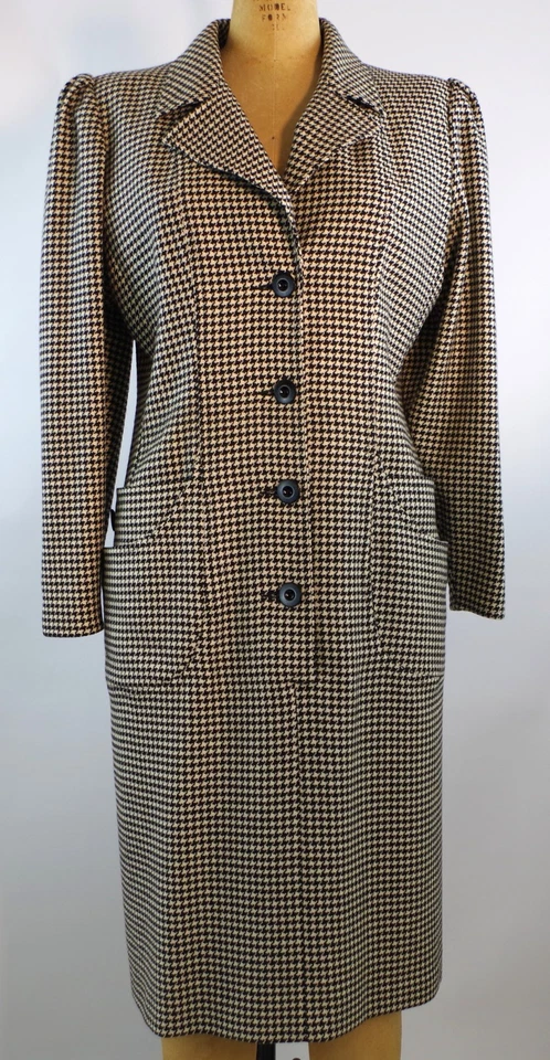 Vestido Vintage Años 80 Valentino Miss V Pata de Gallo Hecho en Italia Talla 48 IT 14 EE. UU. Foto 1 de 4