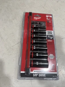 Milwaukee 49-66-7024 SHOCKWAVE 3/8" Drive SAE 6 Point Impact Socket Set - 8PC - Picture 1 of 2
