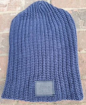 Love Your Melon Navy Blue Beanie Knit Hat Slouch Unisex W/ Patch Oversized NEW!! - Image 1 of 4