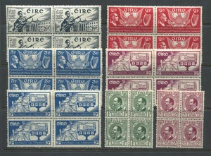 Ireland 1937-43 commemoratives mint o.g. hinged in blocks of 4 - Picture 1 of 1