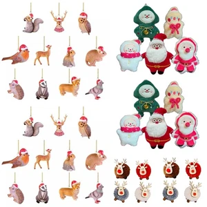 Christmas Tree Ornaments Sets Plush & Acrylic Hanging Decorations Holiday Decor - Picture 1 of 15