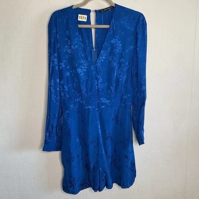 Nuevo con etiquetas Mameluco Floral Zara Azul Real Efecto Satinado Flor de Cerezo Mujer Talla L Foto 1 de 4
