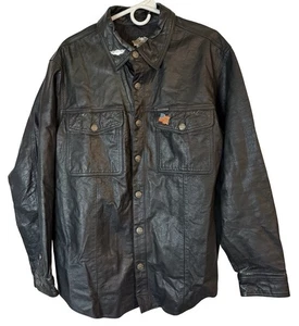 Chaqueta de cuero negra Harley Davidson para hombre grande forrada a presión motocicleta motociclista EE. UU. - Imagen 1 de 17
