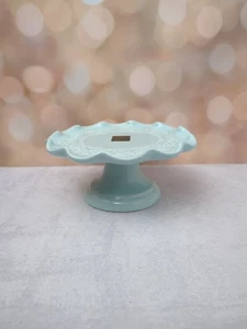 Maioliche Jessica hellblau Standfuß Kuchenständer gewellte Kanten Rarität Italy - Bild 1 von 11