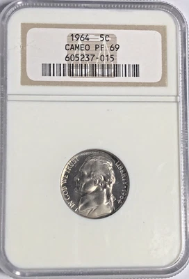 1964 5C "NGC OLD SLAB PF69 CAMEO" - BEAUTIFUL/ GEORGOUS NICKEL, COLLECTION😍!✅ - Image 1 of 3