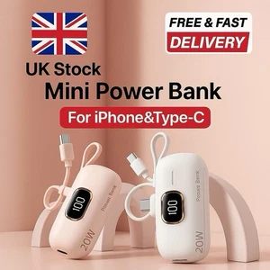 Portable Mini Power Bank, Capsule Powerbank 5000mAh For iPhone Type-C Output - Picture 1 of 9