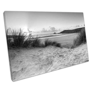 Monochrome Sunset Sand Dunes Wall Art: Crantock Beach Print for Home & Office - Picture 1 of 10