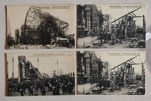 EXPOSITION DE BRUXELLES 1910 INCENDIE-LOT 4 POSTCARDS-C89-197 - Picture 1 of 1