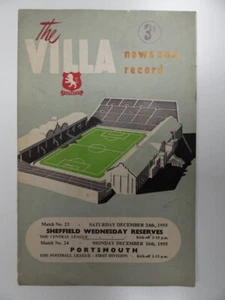 ASTON VILLA v PORTSMOUTH | 1955/1956 | DIV. 1 | 26 DEC 1955 | & SHEFF W RESERVES - Picture 1 of 3