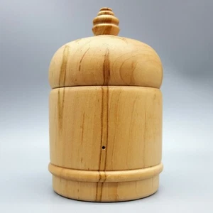Hand-Turned Wood Container with Tight Lid, Signed R.H. 5"x3" - Picture 1 of 10
