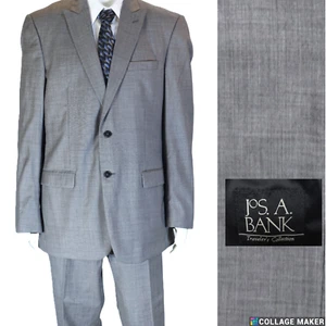 JOS. A. BANK~GRAY HOPSACK WOOL MENS 44L SLIM FIT SUIT FLAT FRONT PANTS 36X31.5 - Picture 1 of 18
